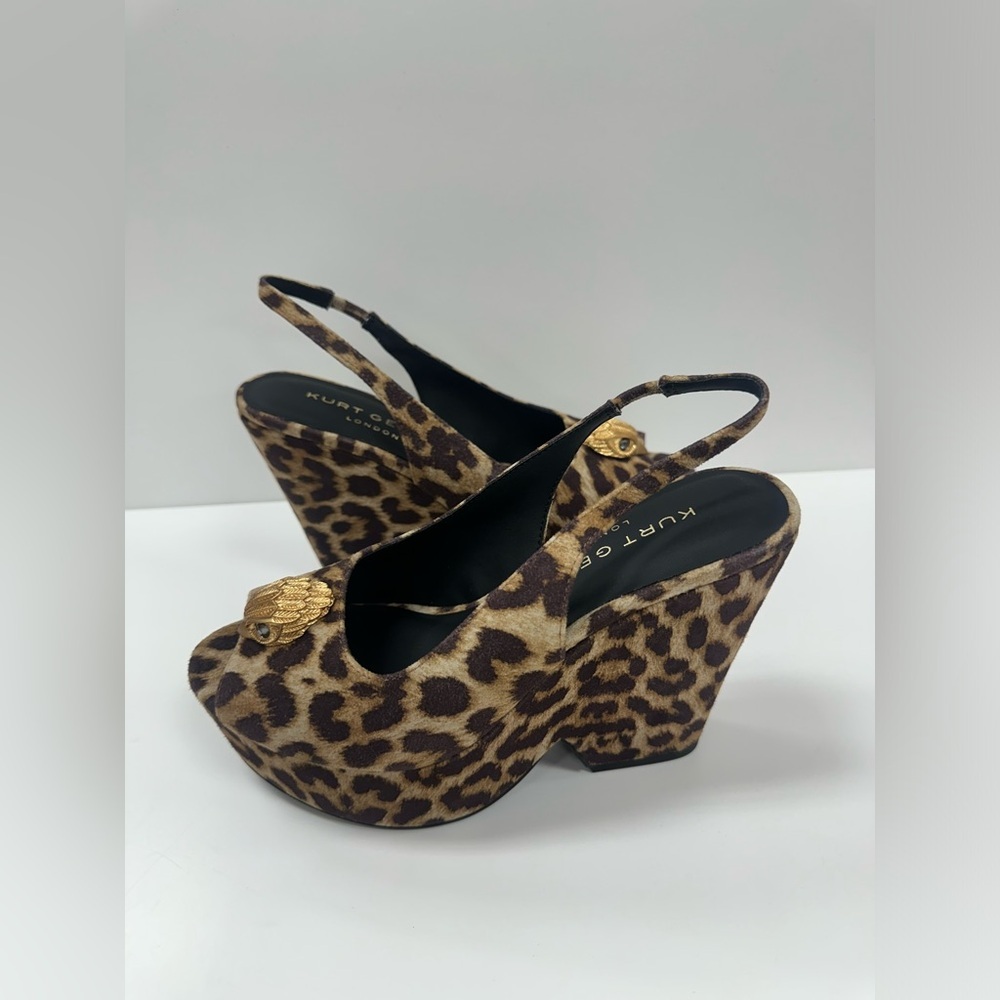 Kurt Geiger Belgravia Leopard-print Suede Slingback Platforms (SEE DESCRIPTION)